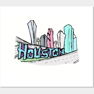 Houston Skyline Tee Posters and Art